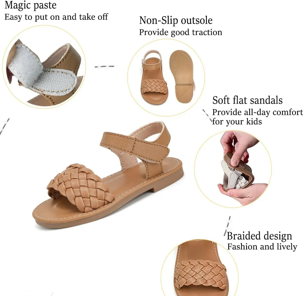 Toddler Girls Sandals Summer Flats Dress Shoes for Baby Little Kids Girl