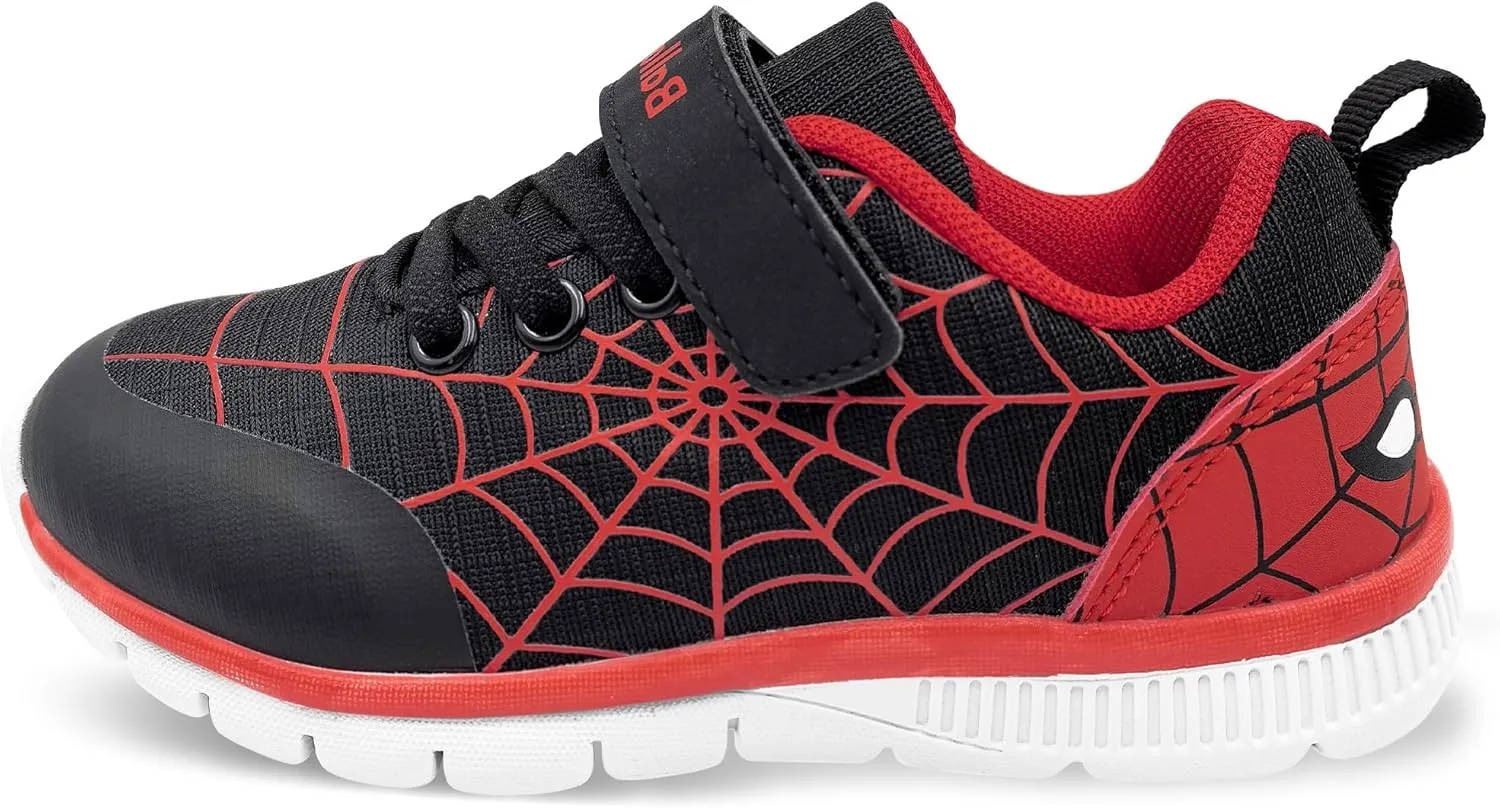 Toddler Kid Spider Design Sneakers with Non-Slip Sole, Breathable Mesh, and Hook-and-Loop Closure