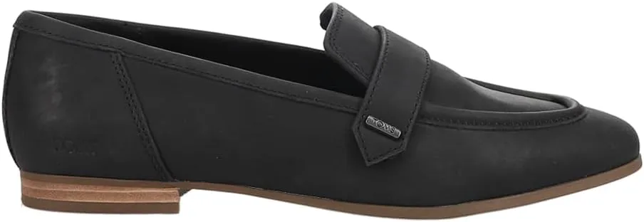 TOMS Womens Lynette Leather Loafers Flats Casual - Black