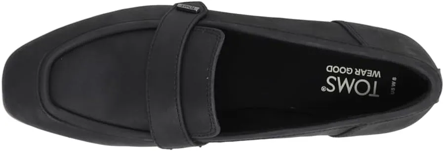 TOMS Womens Lynette Leather Loafers Flats Casual - Black
