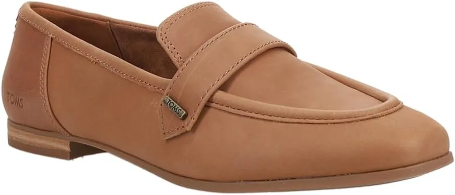 TOMS Womens Lynette Leather Loafers Flats Casual - Black