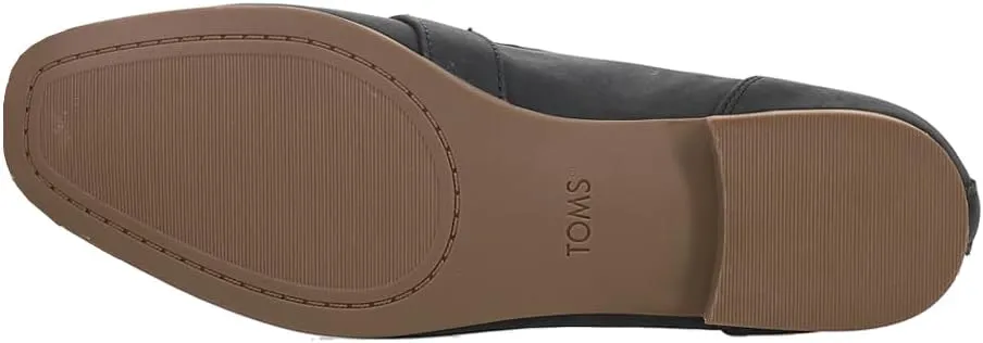 TOMS Womens Lynette Leather Loafers Flats Casual - Black