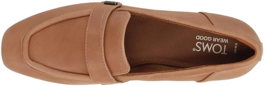 TOMS Womens Lynette Leather Loafers Flats Casual - Black