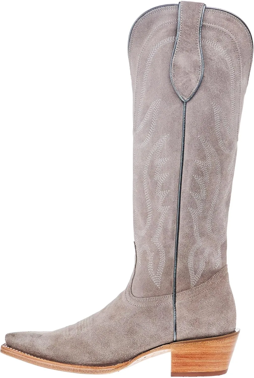 Tony Lama Women`s Ash Suede Vamp 15In Ash Suede Top Boot