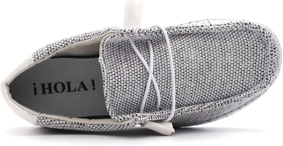 Town Forst Womens Hola Knit Upper Fashion Slip On Loafers White Mesh