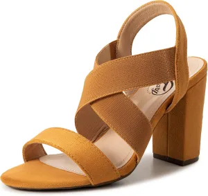 Trary Chunky Heels - Black, Red, Brown Sandals for Women's Homecoming & Prom - Comfortable High Heels with Elastic Ankle Strap