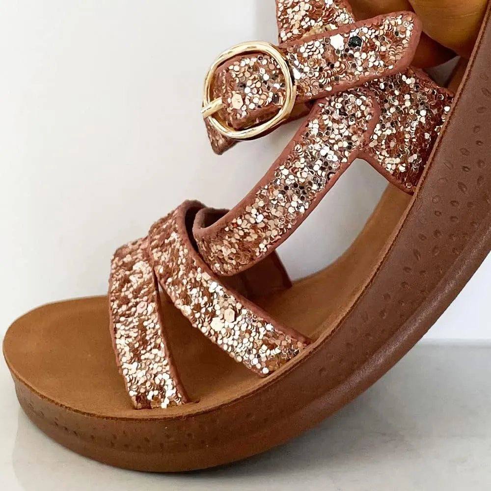 TRENDSUP Kids Sparkling Flat Sandals