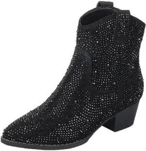 TruFox Girls Cowgirl Cowboy Rhinestone Boots Ankle Low Heel Dress Kids Booties