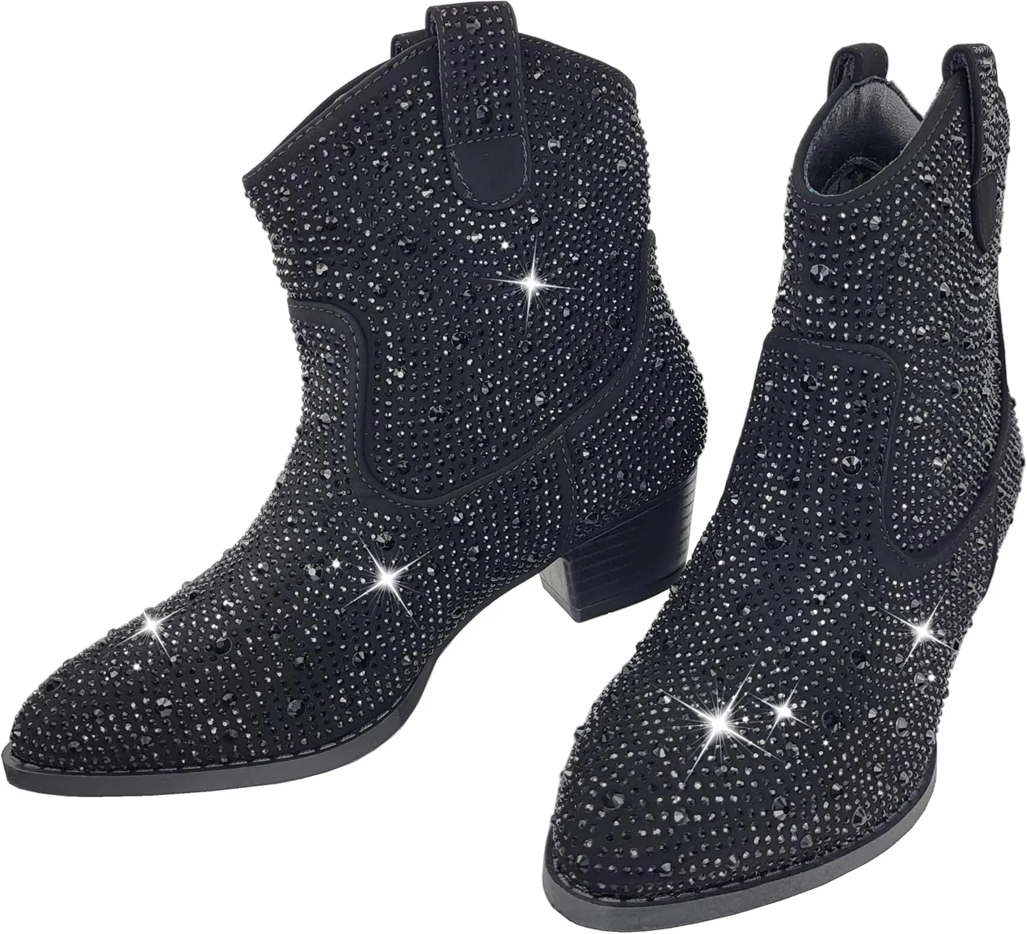 TruFox Girls Cowgirl Cowboy Rhinestone Boots Ankle Low Heel Dress Kids Booties