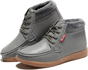 TRULAND Women’s Winter Boots – Suede Leather Fur Lined Water Resistant Ankle Boots