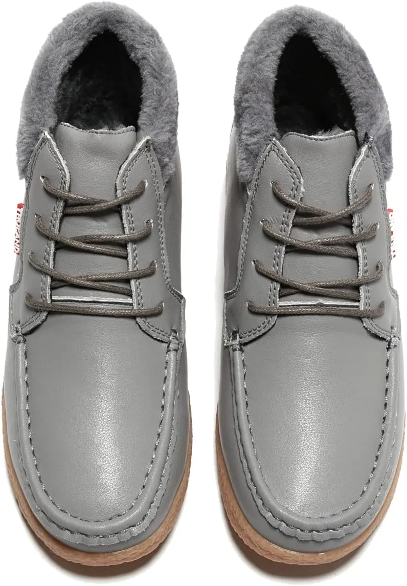 TRULAND Women’s Winter Boots – Suede Leather Fur Lined Water Resistant Ankle Boots