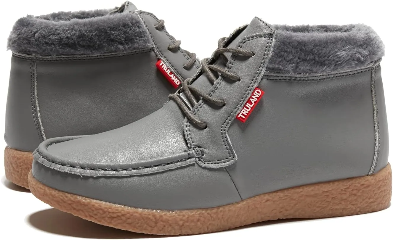 TRULAND Women’s Winter Boots – Suede Leather Fur Lined Water Resistant Ankle Boots