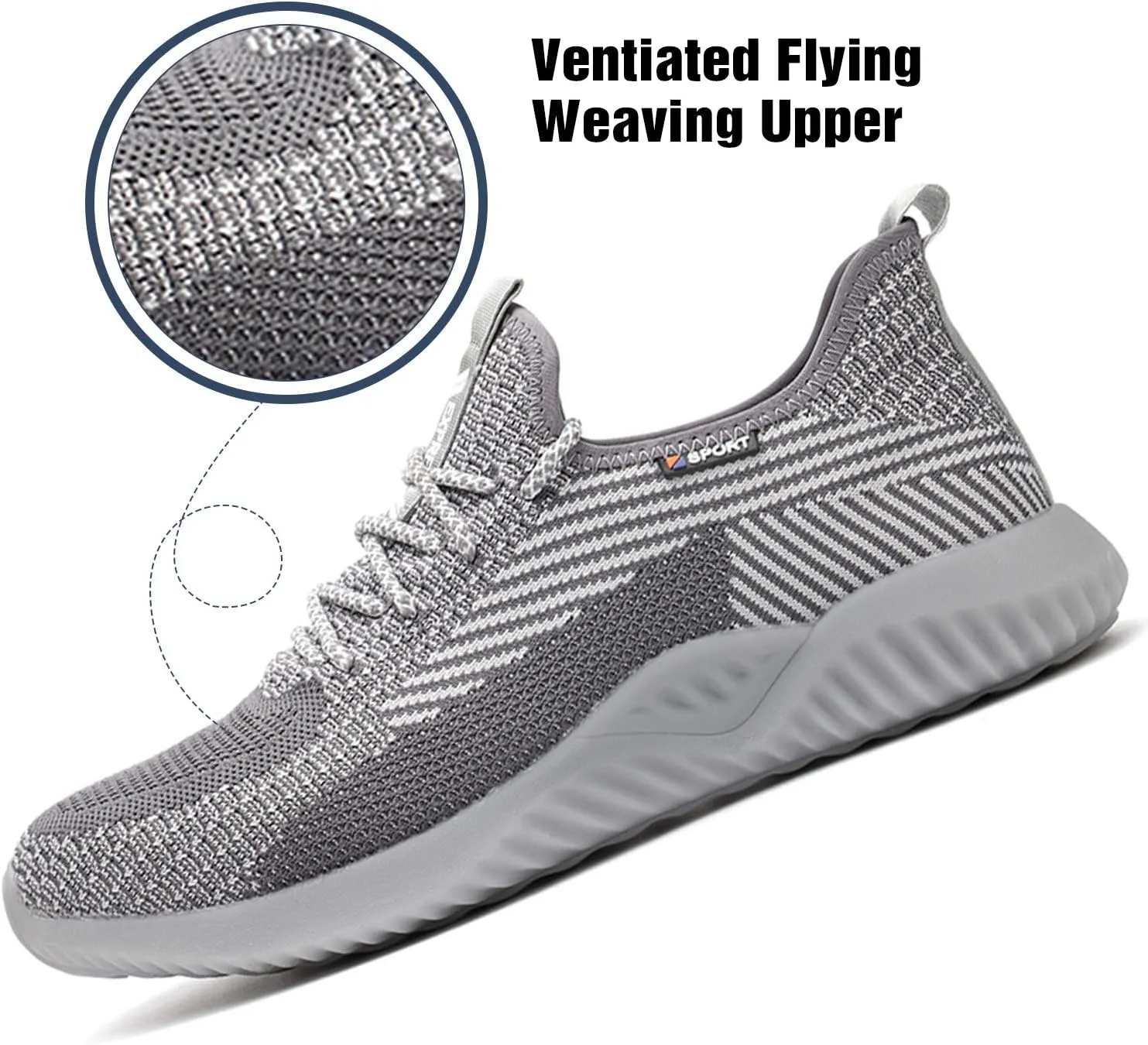 UCAYALI Men's Women's Safety Shoes Steel Toe Work Sneakers Breathable Lightweight Construction Shoes Mesh