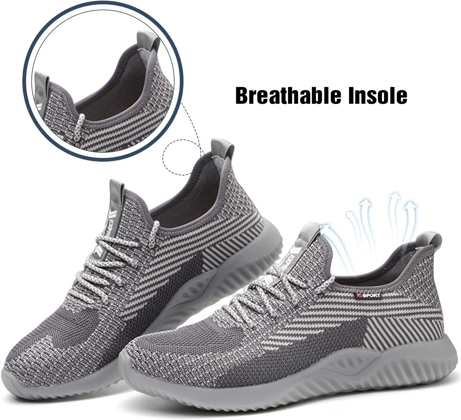 UCAYALI Men's Women's Safety Shoes Steel Toe Work Sneakers Breathable Lightweight Construction Shoes Mesh