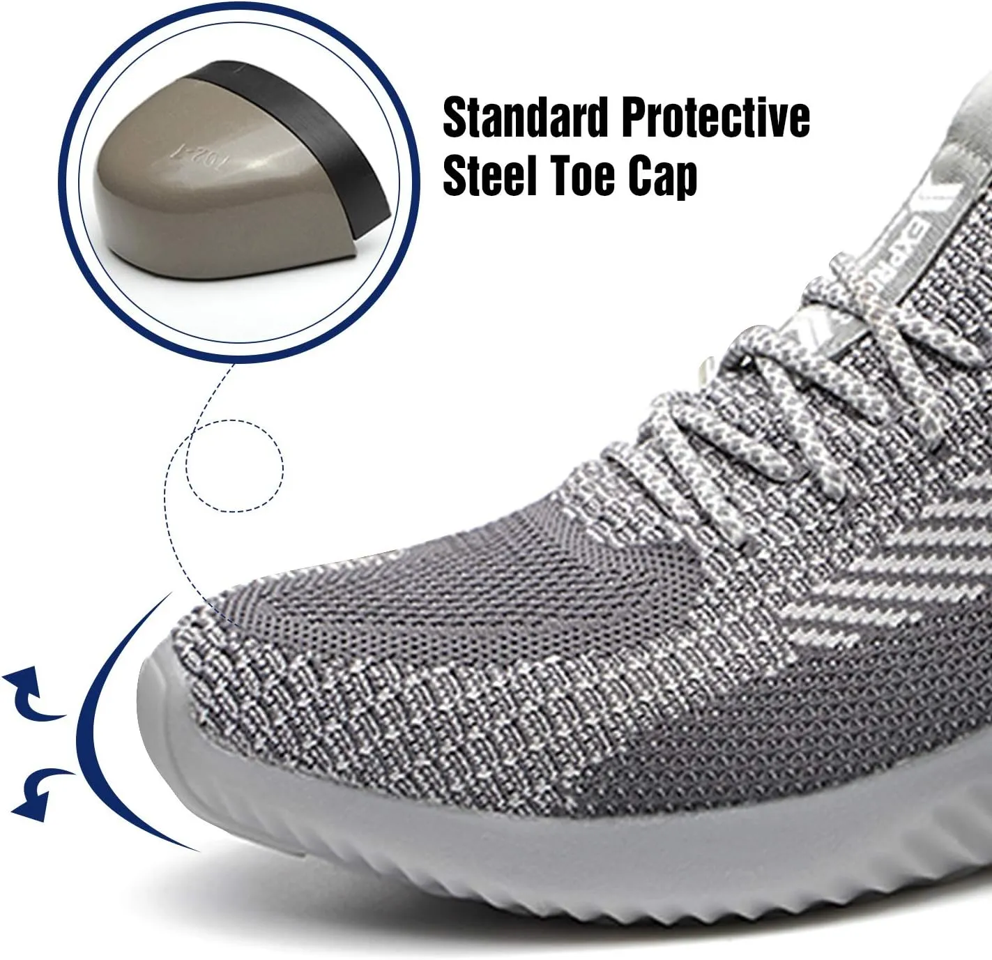 UCAYALI Men's Women's Safety Shoes Steel Toe Work Sneakers Breathable Lightweight Construction Shoes Mesh