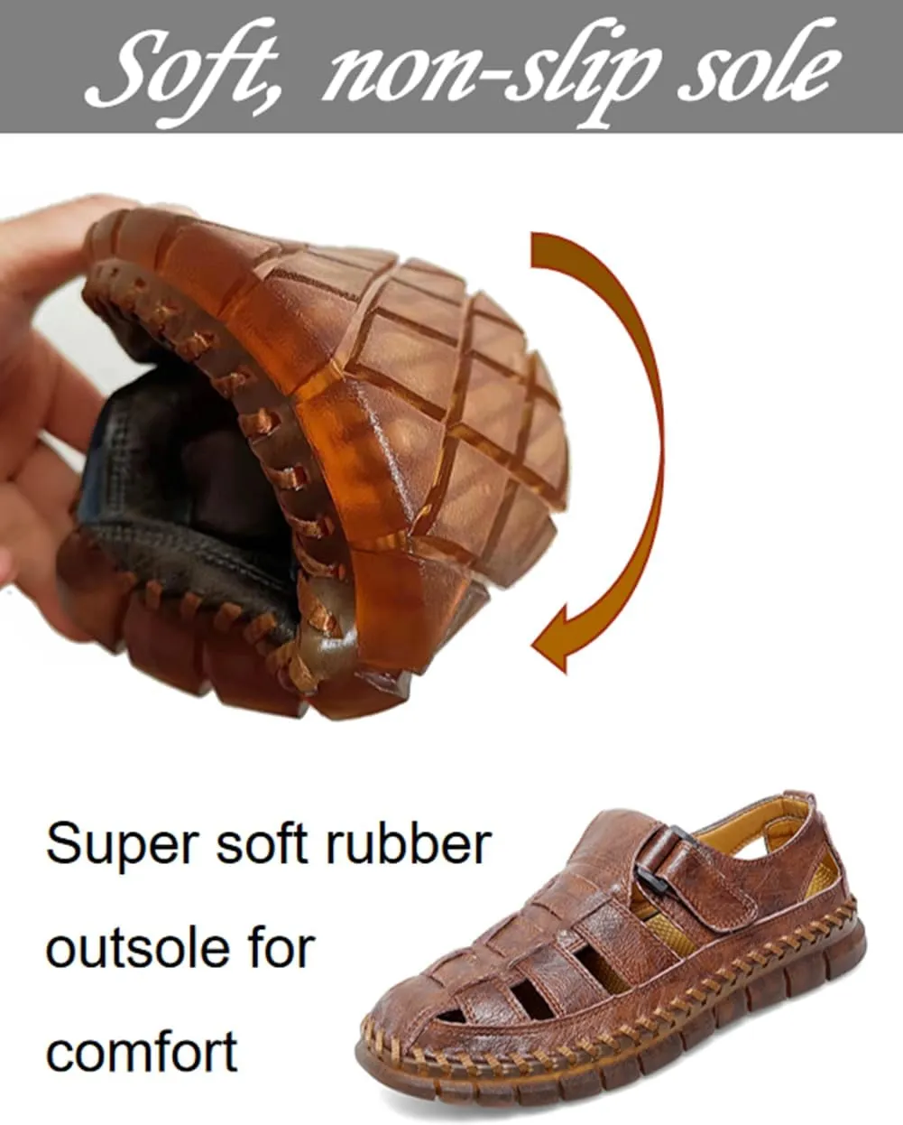 UIKGITP Mens Sandals Sandalias de Hombre Mens Casual Leather Sandals Fisherman Beach Sandals Hiking Water Shoes Closed Toe Outdoor Size 10