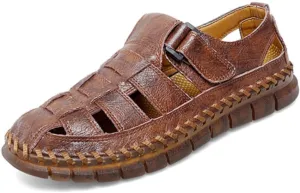 UIKGITP Mens Sandals Sandalias de Hombre Mens Casual Leather Sandals Fisherman Beach Sandals Hiking Water Shoes Closed Toe Outdoor Size 10