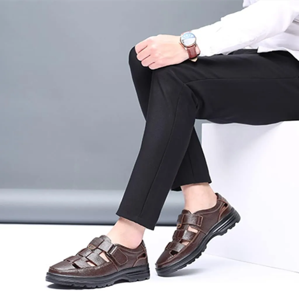 UIKGITP Men's Working Business Casual Sandals Man Summer Breathable Synthetic Leather Walking Office Oxfords Male Cocktail Party Fashion Dress Formal Shoes