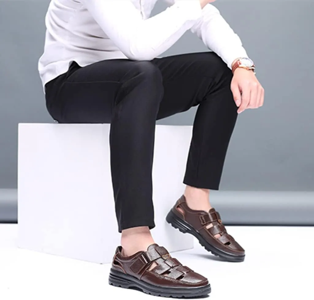 UIKGITP Men's Working Business Casual Sandals Man Summer Breathable Synthetic Leather Walking Office Oxfords Male Cocktail Party Fashion Dress Formal Shoes