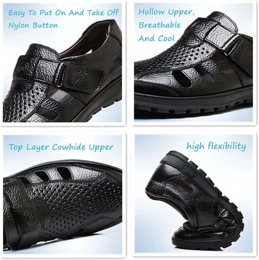 UIKGITP Men's Working Business Casual Sandals Man Summer Breathable Synthetic Leather Walking Office Oxfords Male Cocktail Party Fashion Dress Formal Shoes