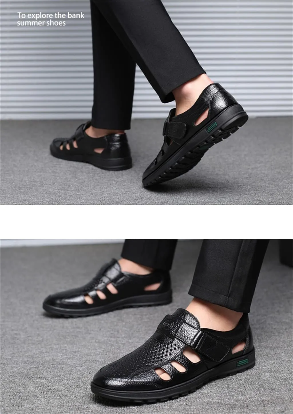 UIKGITP Men's Working Business Casual Sandals Man Summer Breathable Synthetic Leather Walking Office Oxfords Male Cocktail Party Fashion Dress Formal Shoes