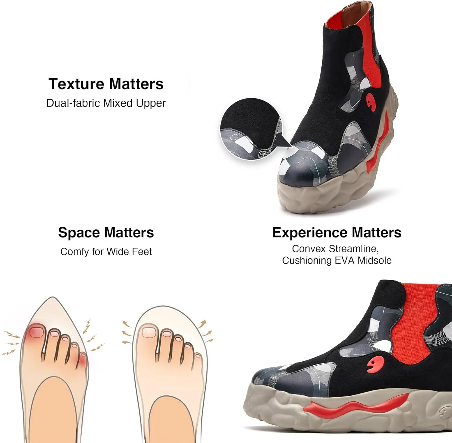 UIN Women's Platform Chelsea Fashion Ankle Boots Comfortable Casual Art Travel Shoes