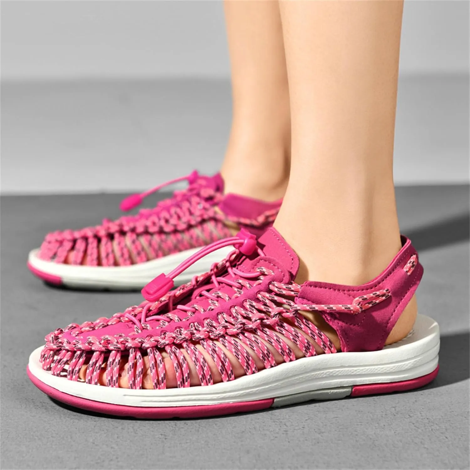 Unisex Breathable Woven Sandals - Durable Couples Beach Footwear with Comfortable Fit