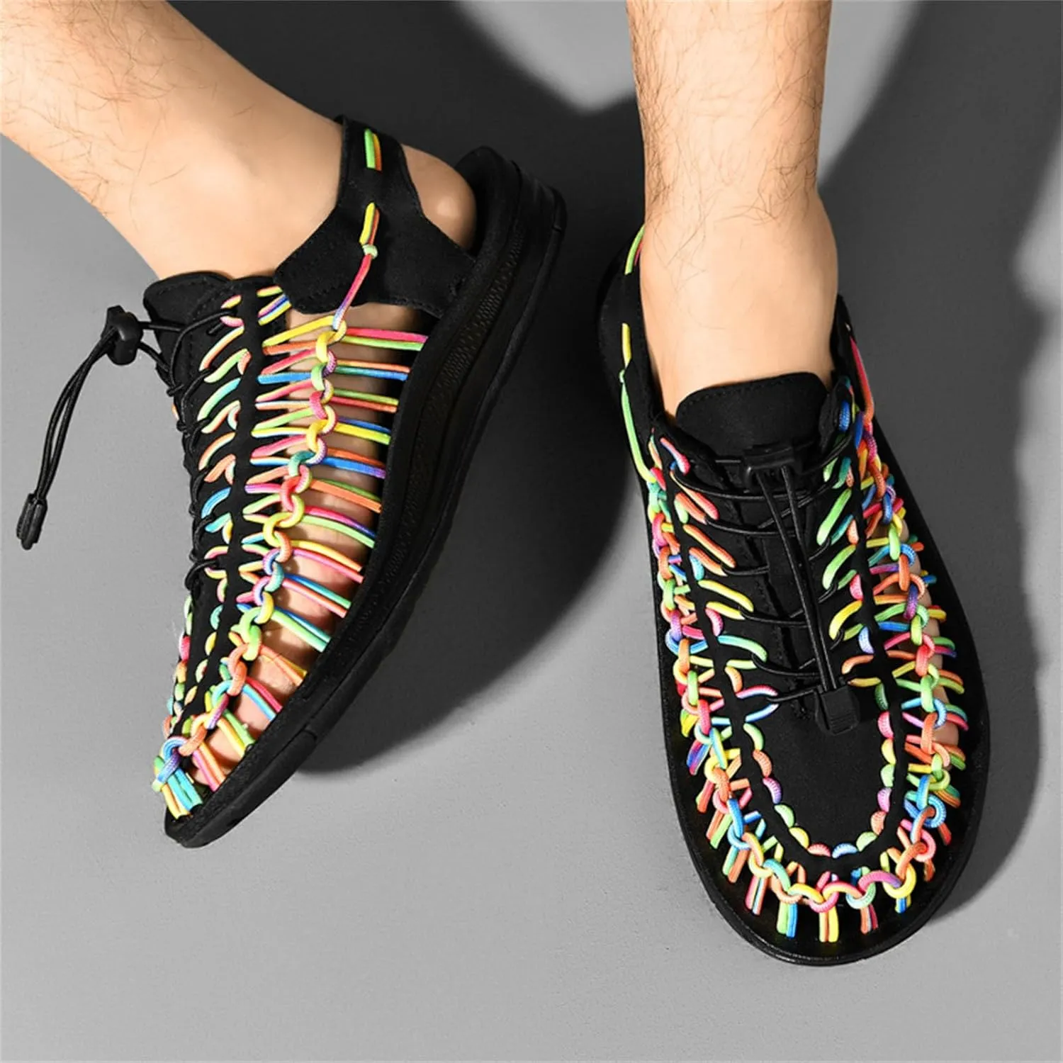Unisex Breathable Woven Sandals - Durable Couples Beach Footwear with Comfortable Fit