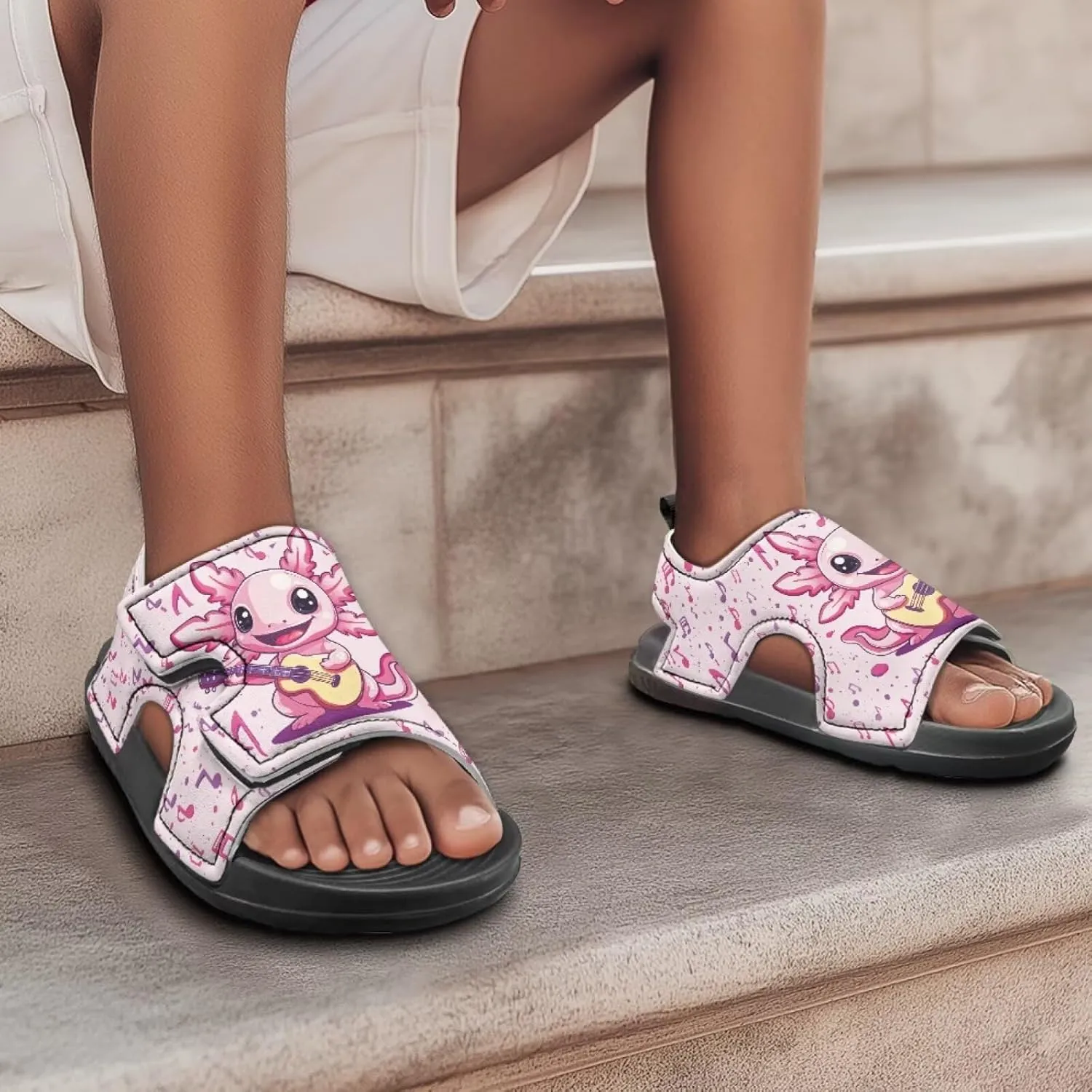 Unisex Child Sandals Open Toe Cute Summer Water Hiking Shoes for Boys Girls Sloth Sunflower Outdoor Sport Athletic Beach Sandals Adjustable Strap