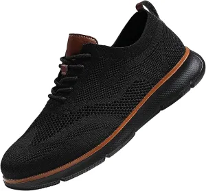 Valentines Deals of Today Mens Dress Shoes Casual Oxfords Shoes Knit Lightweight Breeze Footwear for Men Waterproof Sneakers Women Mens Mesh Dress Shoes Orthopedic Woven Slip on Walking
