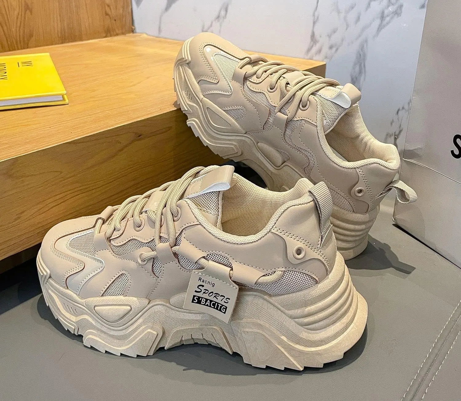 VAXAV Women's Fashion Breathable Mesh Platform Sneakers Casual Jogging Walking Shoes 5.5-8.5