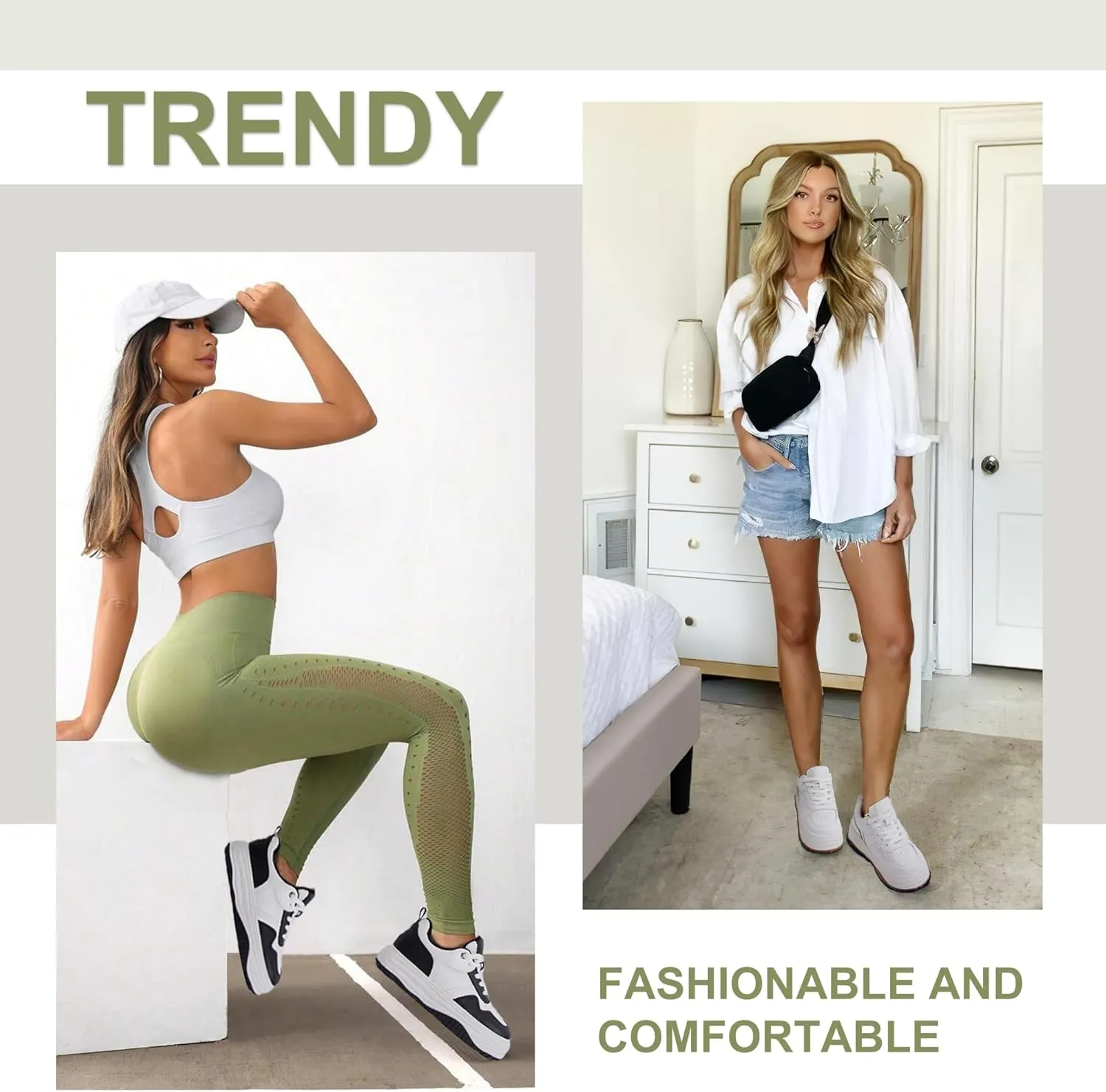 Vepose 8060 Women's Fashion Platform Sneakers, Wide Toe Design Leather Casual Tennis Lace-up Shoes