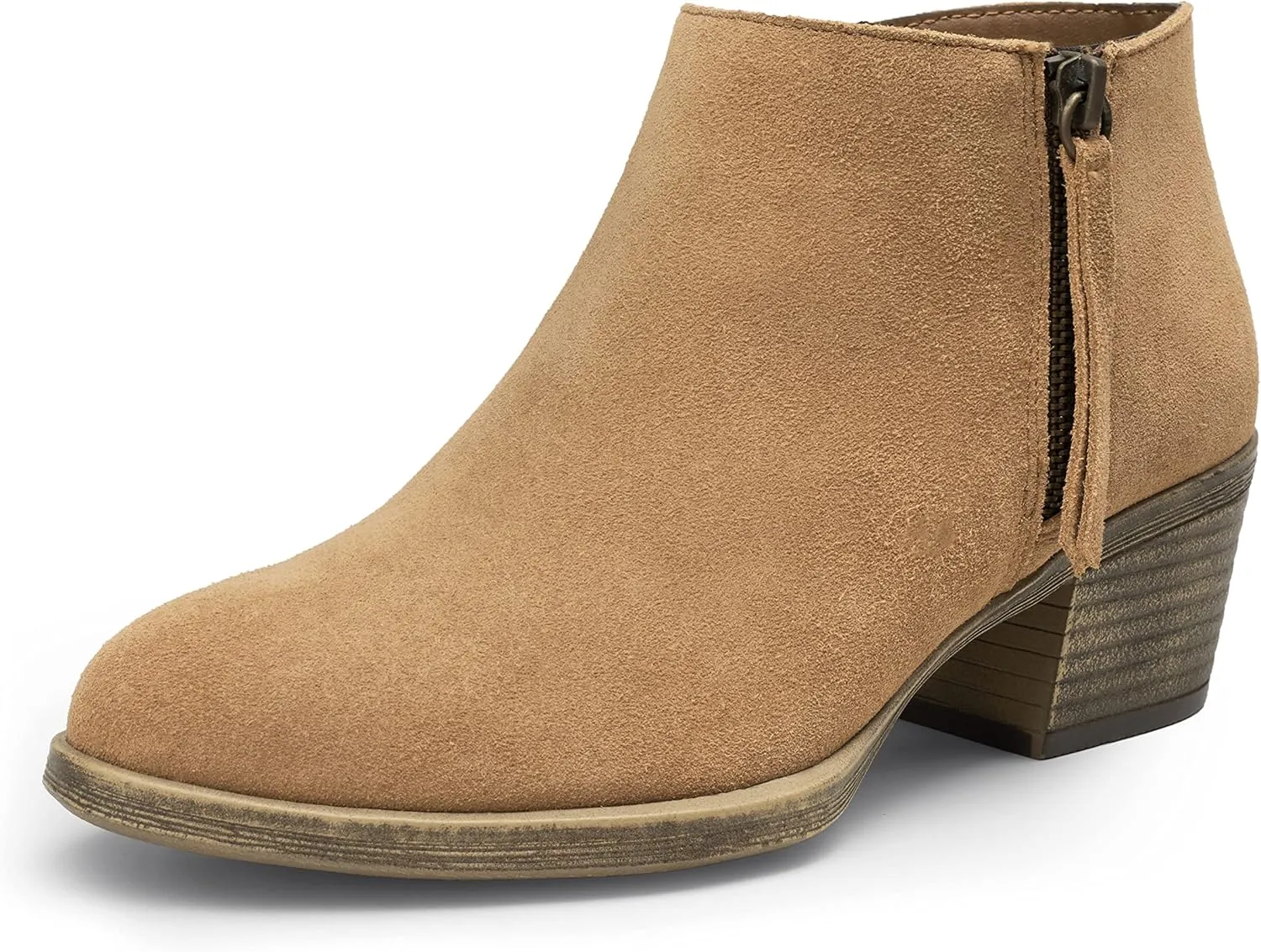 Vepose Women's 9001 Suede Leather Ankle Boots, Dressy Short Booties with Inner Zipper for Lady