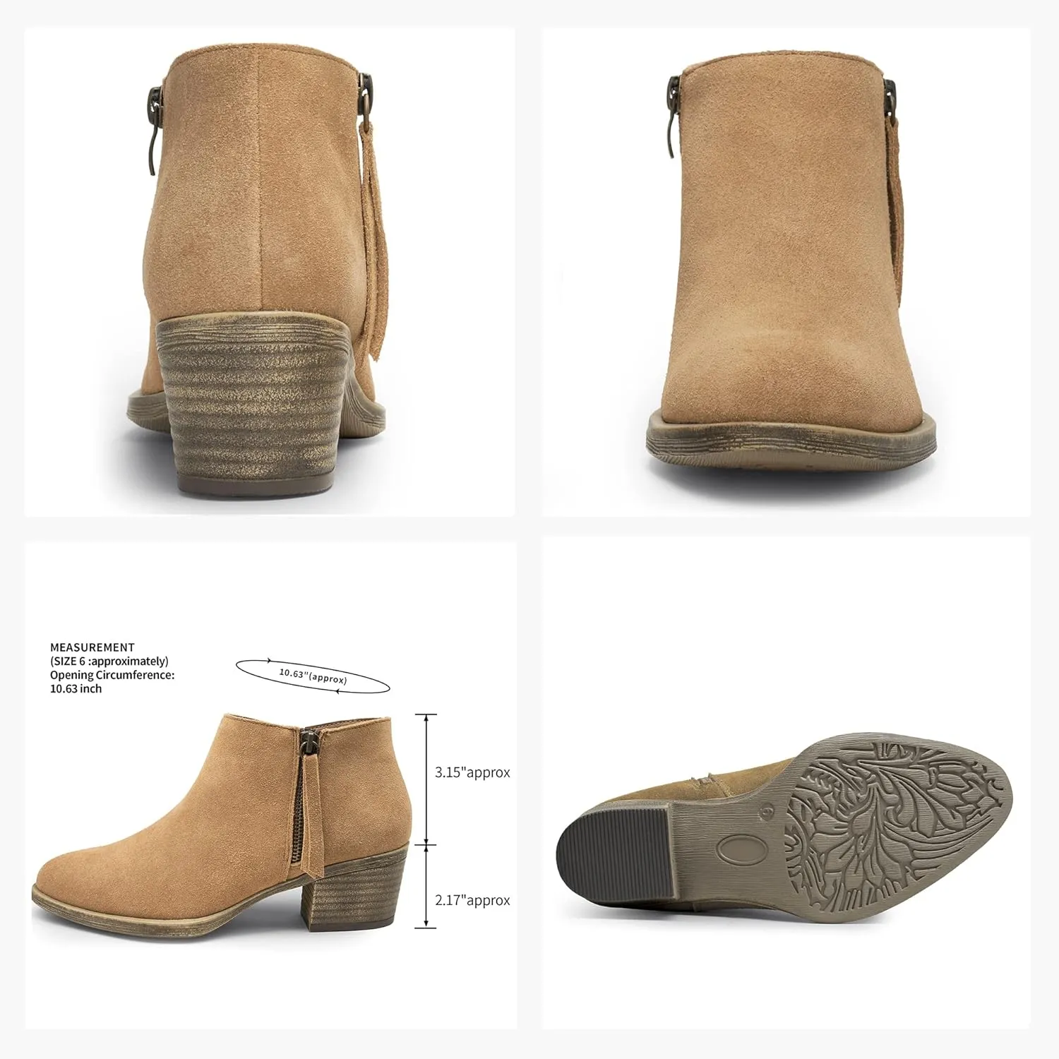 Vepose Women's 9001 Suede Leather Ankle Boots, Dressy Short Booties with Inner Zipper for Lady