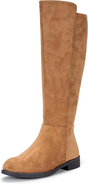 Vepose Women's 9662 Knee High Boots, Casual Tall Riding Boots Low Flat Heel, Wide Calf and Inner Zipper.