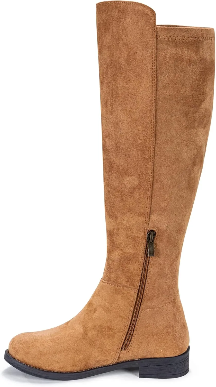 Vepose Women's 9662 Knee High Boots, Casual Tall Riding Boots Low Flat Heel, Wide Calf and Inner Zipper.
