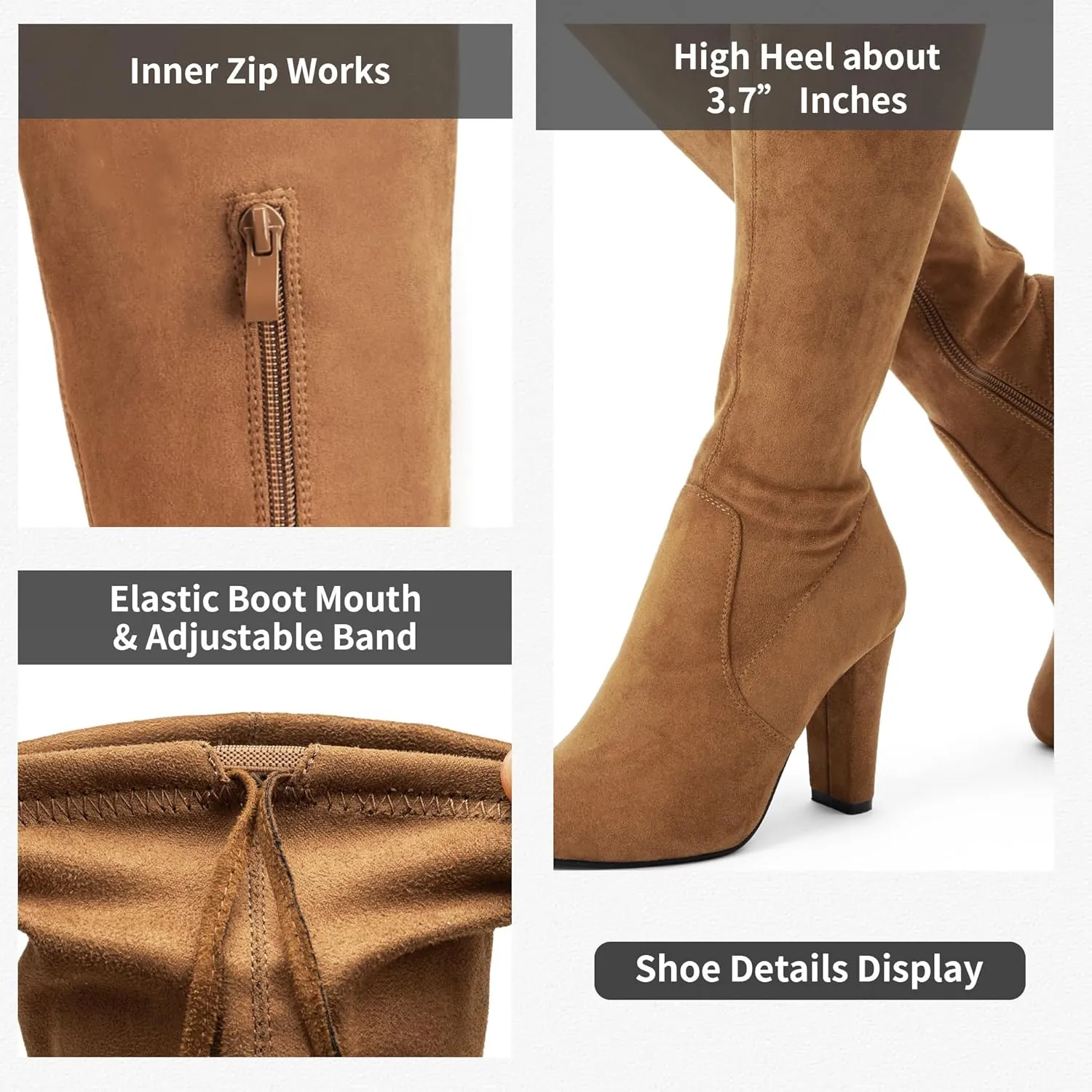 Vepose Women's 992 Thigh High Over The Knee Boots, Suede Long Boots with High Heel and Inner Zipper