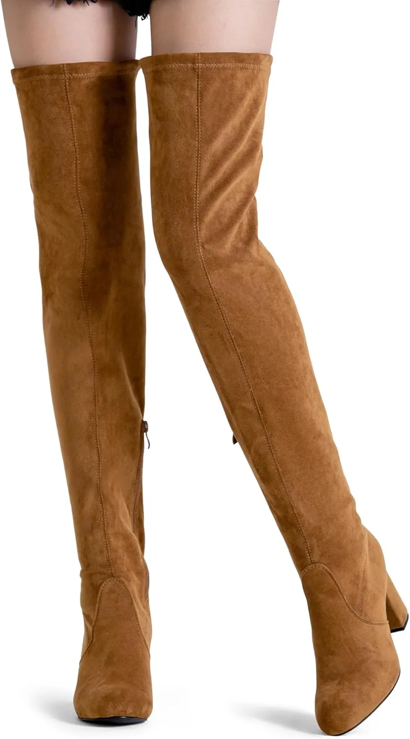 Vepose Women's 992 Thigh High Over The Knee Boots, Suede Long Boots with High Heel and Inner Zipper