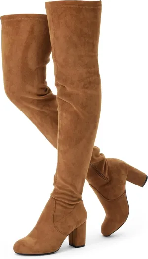 Vepose Women's 992 Thigh High Over The Knee Boots, Suede Long Boots with High Heel and Inner Zipper