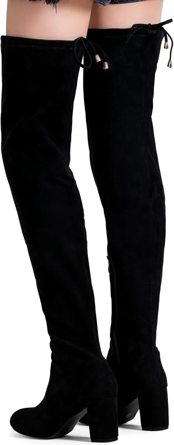Vepose Women's 992 Thigh High Over The Knee Boots, Suede Long Boots with High Heel and Inner Zipper