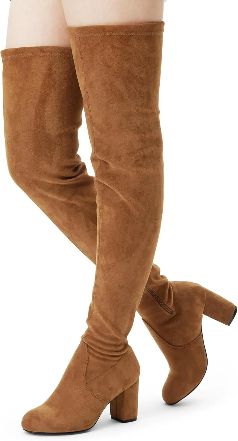 Vepose Women's 992 Thigh High Over The Knee Boots, Suede Long Boots with High Heel and Inner Zipper