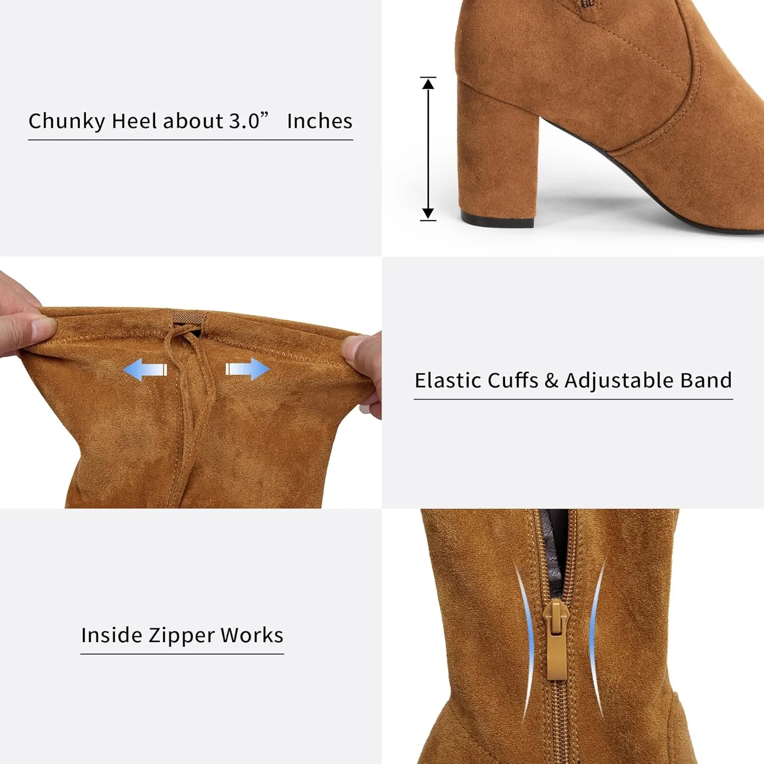 Vepose Women's 992 Thigh High Over The Knee Boots, Suede Long Boots with High Heel and Inner Zipper