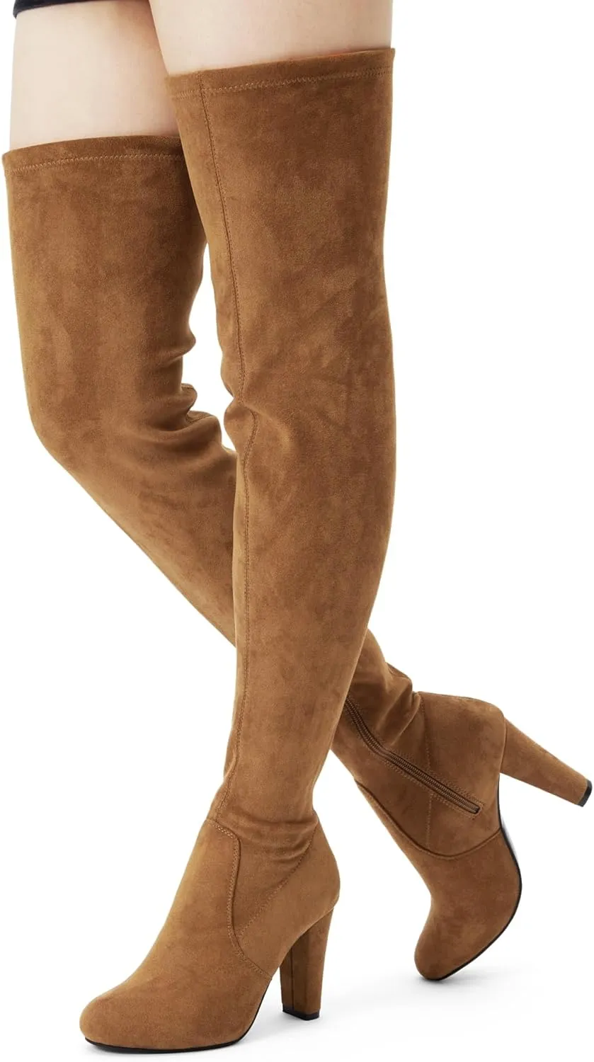 Vepose Women's 992 Thigh High Over The Knee Boots, Suede Long Boots with High Heel and Inner Zipper