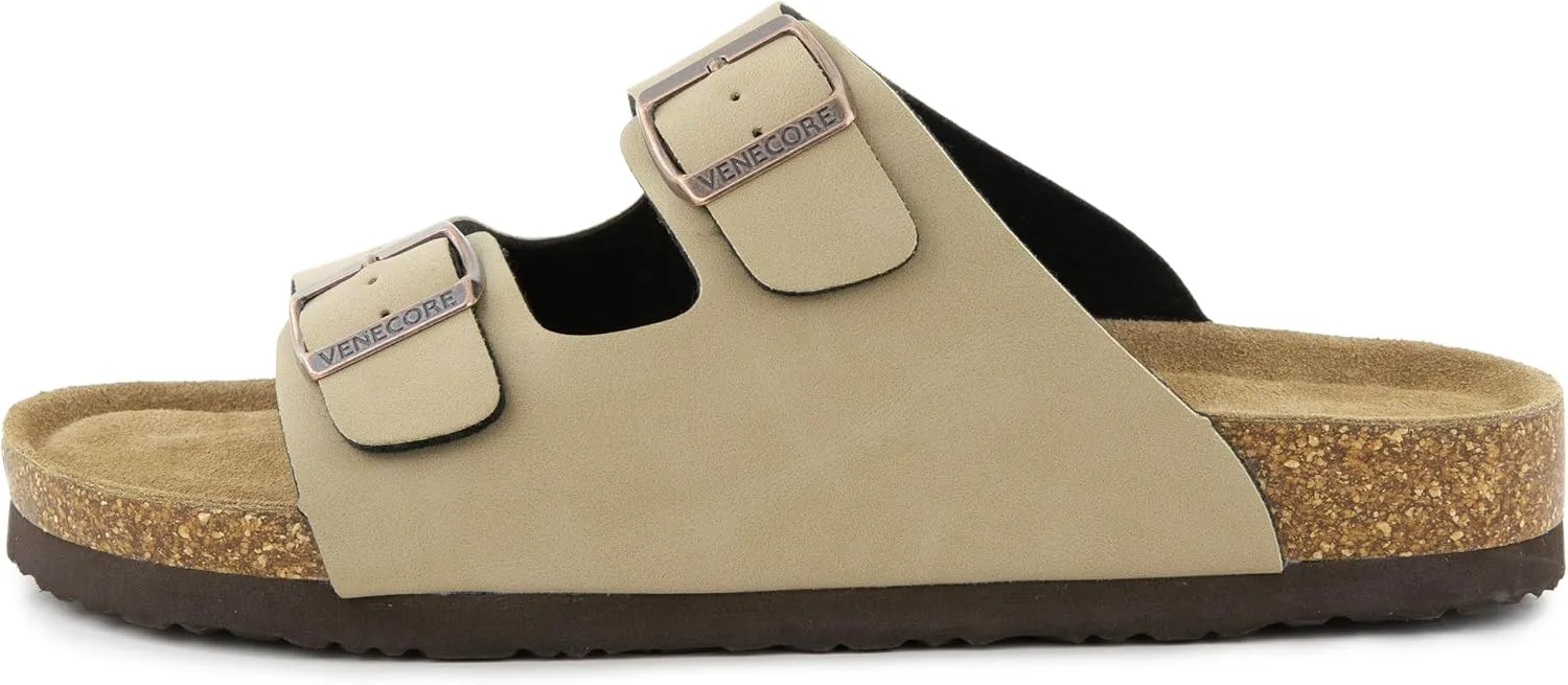 Verano Cork Sandals for Women – Cork Double Strap Sandals Women’s Summer Shoes – Comfortable Slide Sandals