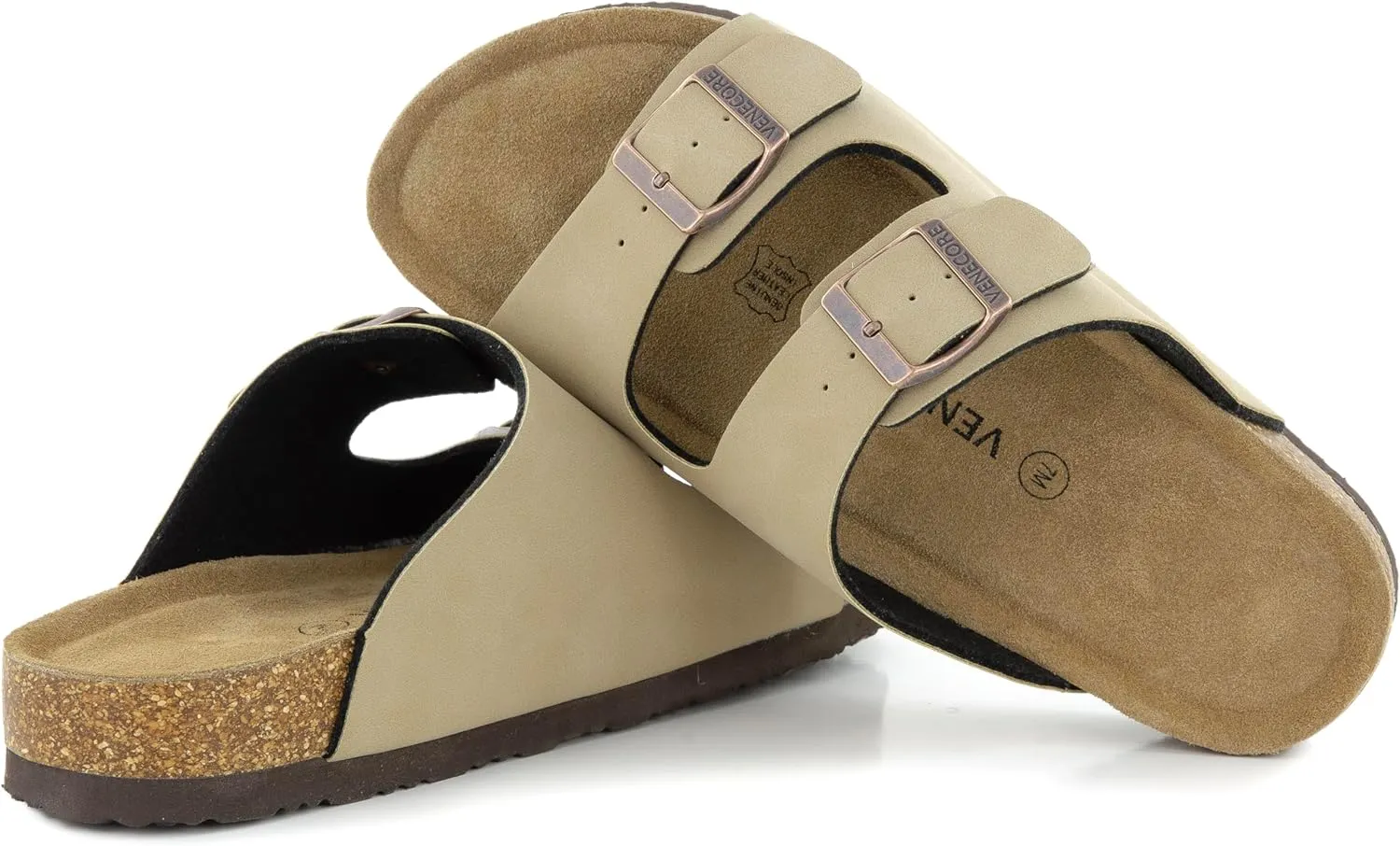 Verano Cork Sandals for Women – Cork Double Strap Sandals Women’s Summer Shoes – Comfortable Slide Sandals