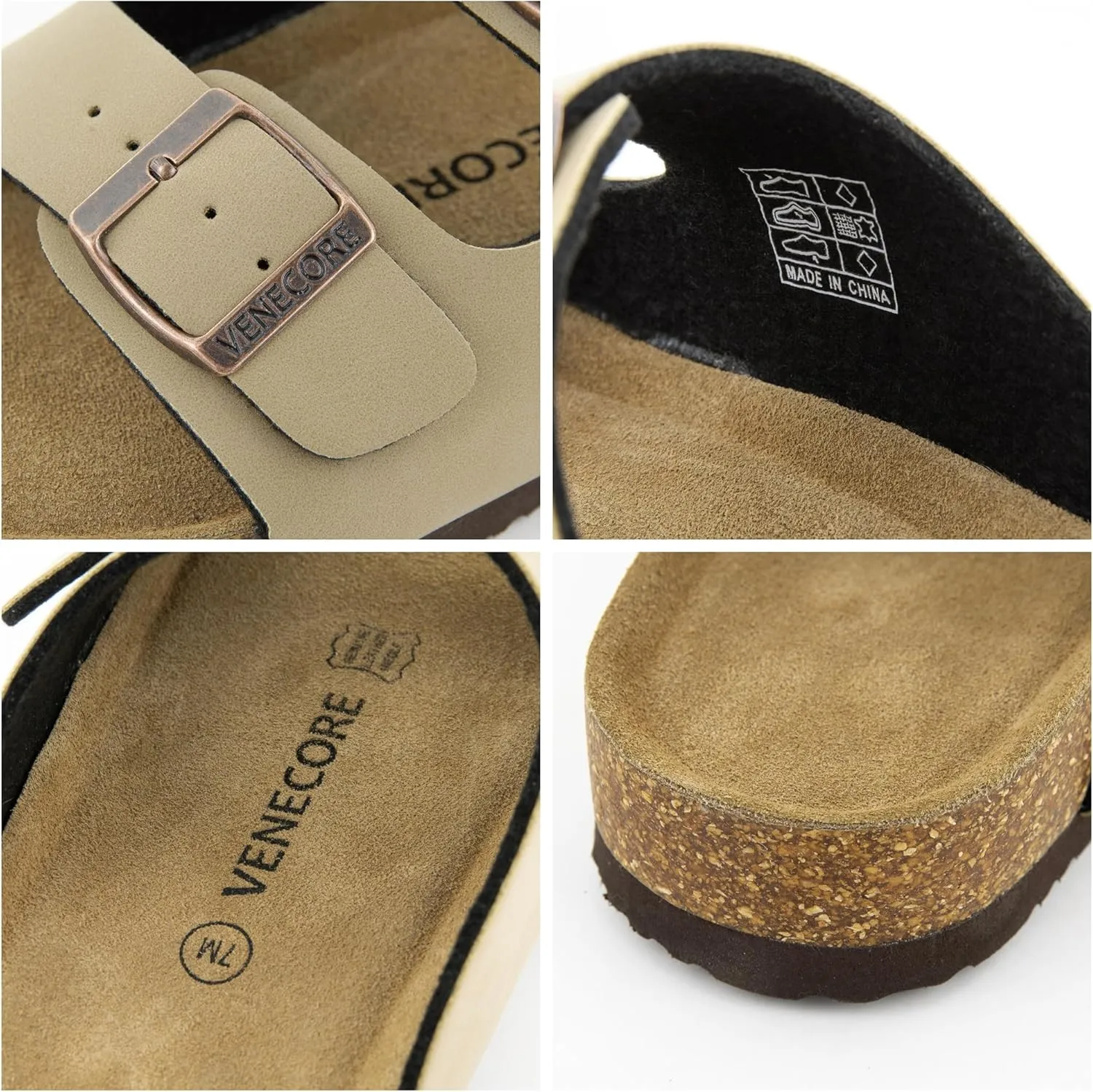 Verano Cork Sandals for Women – Cork Double Strap Sandals Women’s Summer Shoes – Comfortable Slide Sandals