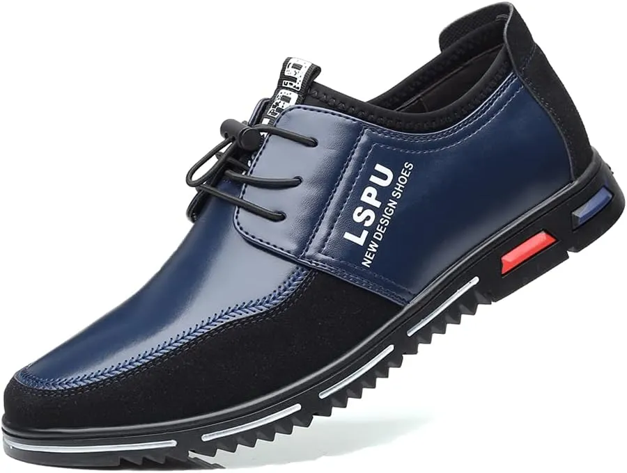 Veslexth Men Casual Business Loafers Lace-up Shoes Breathable Comfort Walking Fashion Driving Luxury Leather for Male Sneakers Work Office Dress Outdoor
