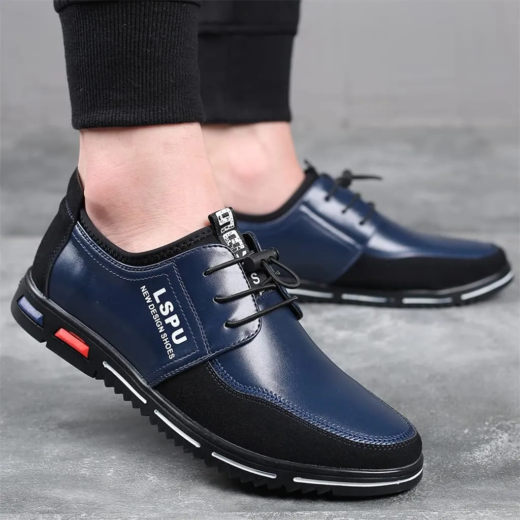 Veslexth Men Casual Business Loafers Lace-up Shoes Breathable Comfort Walking Fashion Driving Luxury Leather for Male Sneakers Work Office Dress Outdoor