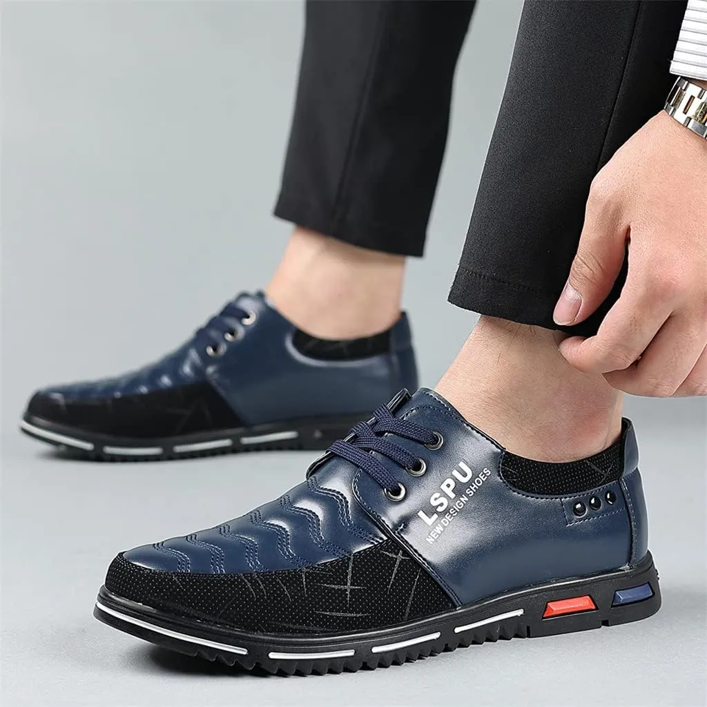 Veslexth Men Casual Business Loafers Lace-up Shoes Breathable Comfort Walking Fashion Driving Luxury Leather for Male Sneakers Work Office Dress Outdoor