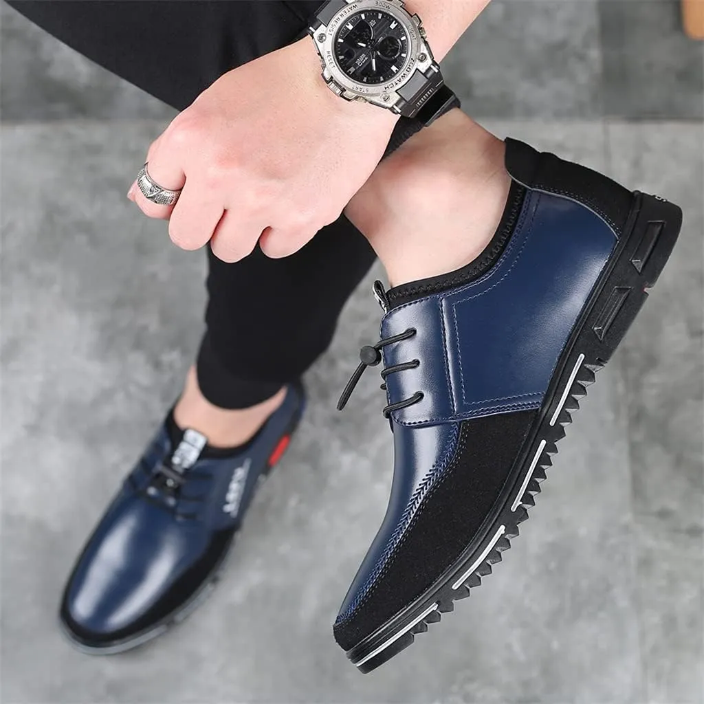 Veslexth Men Casual Business Loafers Lace-up Shoes Breathable Comfort Walking Fashion Driving Luxury Leather for Male Sneakers Work Office Dress Outdoor